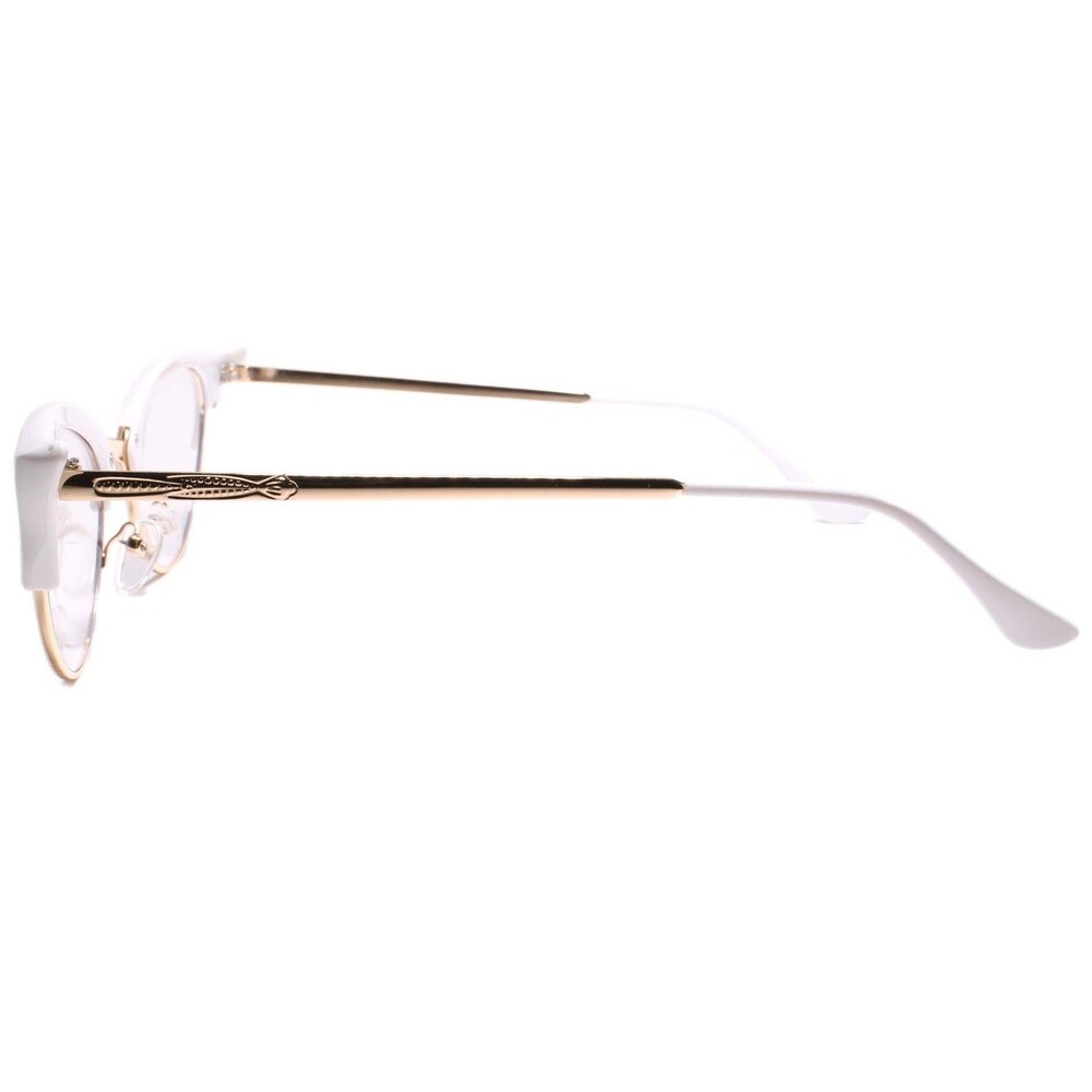 Classy Elegant Retro Cat Eye Style Clear Lens Eye Glasses Gold & White Frame - Picture 3 of 4